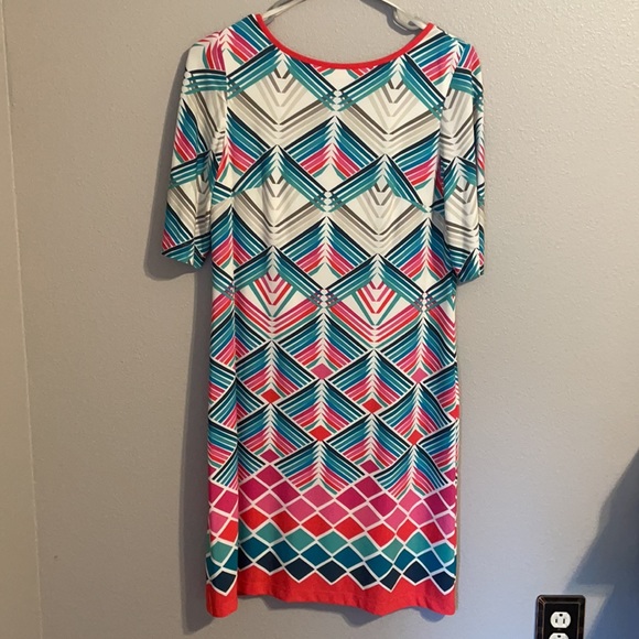 Eliza J Pink Teal and Red Jersey Dress size 6 - Picture 2 of 10